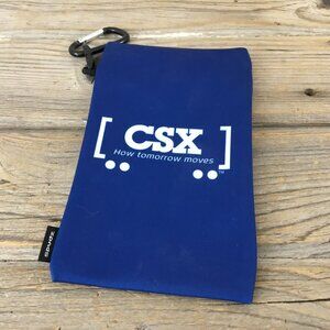 CSX Branded Spudz Microfiber Safety Glasses Pouch With Carabiner Hook Blue White